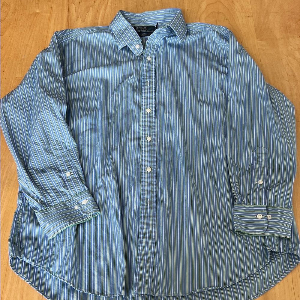 Ralph Lauren Blue and Green Striped Shirt